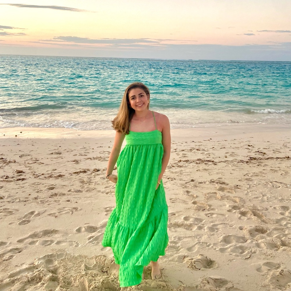 Zara Women’s Green Textured Maxi dress